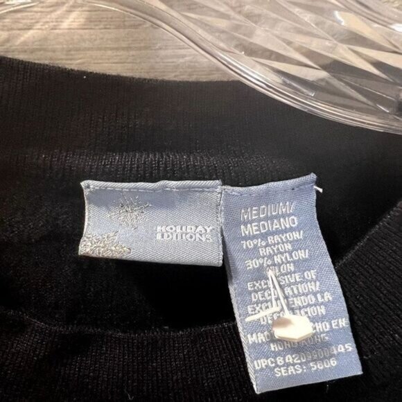 Holiday Edition Women's‎ Casual Long Sleeve Sweatshirt Studded Pullover Top - Picture 6 of 6